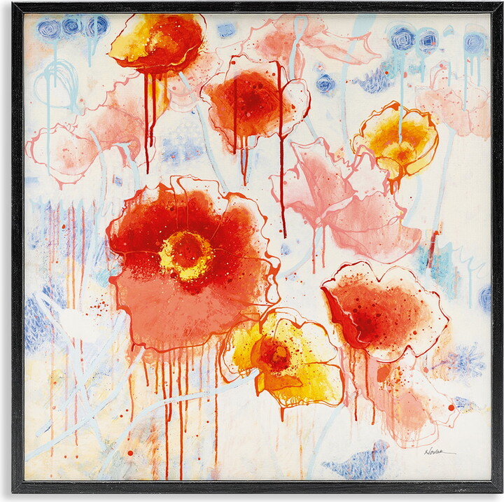 Stupell Industries Dripping Abstract Poppies Abstract Painting Black Framed Art Print Wall Art, 12 x 12
