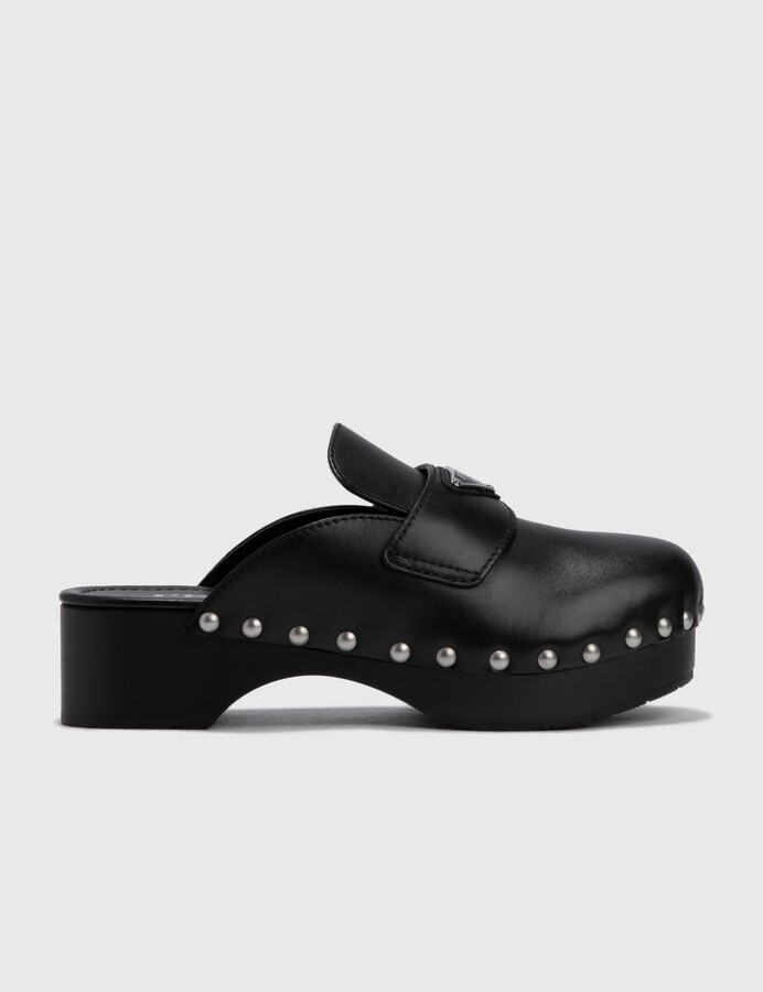 Prada Leather Clogs ShopStyle