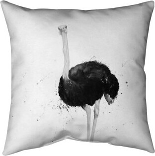 Begin Edition International Inc. Ostrich in Watercolor Indoor / Outdoor Square Throw Pillow Cover