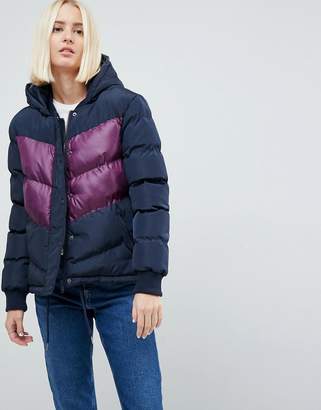Brave Soul Marsell Retro Color Block Padded Coat