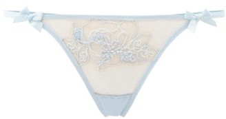 Agent Provocateur Lindie Beaded Floral-embroidered Mesh Thong - Light Blue