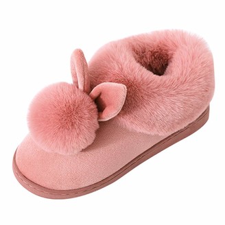 MoneRffi Slippers Women Winter Warmth Slippers Memory Foam Soft Plush Comfortable Cotton Shoes Warmth Plush Slippers Winter Shoes Non-slip Lightweight Home Slippers Cotton Shoes(C-black5.5 UK)