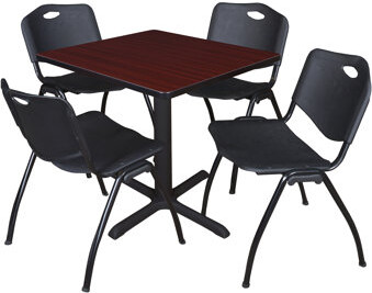 Inbox Zero Neyland Cain Square X-Base Breakroom Table & 4 M Stack Chairs