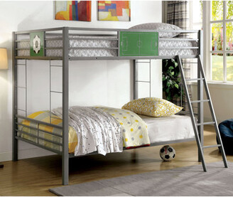 Hokku Designs Full Over Full Steel Bunk Bed with Shelves