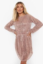 Thumbnail for your product : boohoo Sparkle Mesh Belted Shift Dress