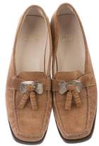 Thumbnail for your product : Stuart Weitzman Suede Square-Toe Loafers