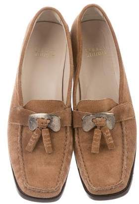 Stuart Weitzman Suede Square-Toe Loafers