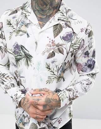 ASOS Regular Fit Viscose Floral Shirt With Revere Collar
