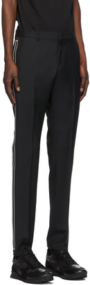 Valentino Black Wool & Mohair Stripe Trousers