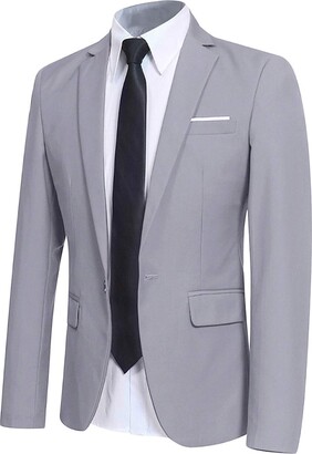 Allthemen Mens Casual Blazer Slim Fit Formal Business Suit Jackets One Button Single Breasted Tuxedo Jacket Smart Blazer
