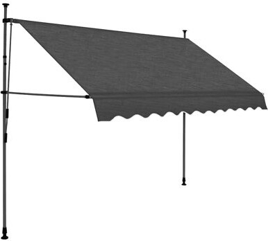 Walplus Retractable Awning Charcoal Polyester with PU Coating UV Resistant Weather Resistant Patio Shade