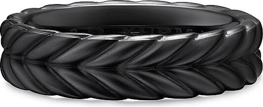 David Yurman Men's Chevron Band Ring in Black Titanium 6.2MM - Black - Size 8