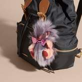 Thumbnail for your product : Burberry Thomas Bear Pom-Pom Charm in Check Cashmere