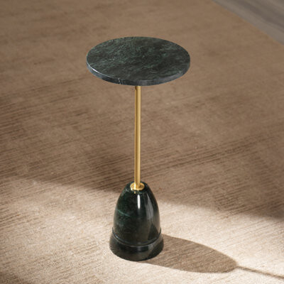 Mercer41 Viljami Genuine Marble Pedestal End Table