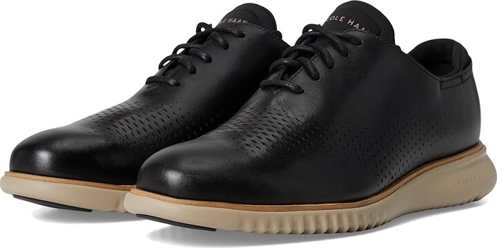 Cole Haan 2.Zerogrand Laser Wingtip Oxfords Lined Men's Lace up casual Shoes Black/Cobblestone : 7.5 D - Medium