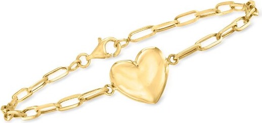 Ross-Simons Ross-Simons10ktYellowGoldHeartPaperClipLinkBraceletSize8