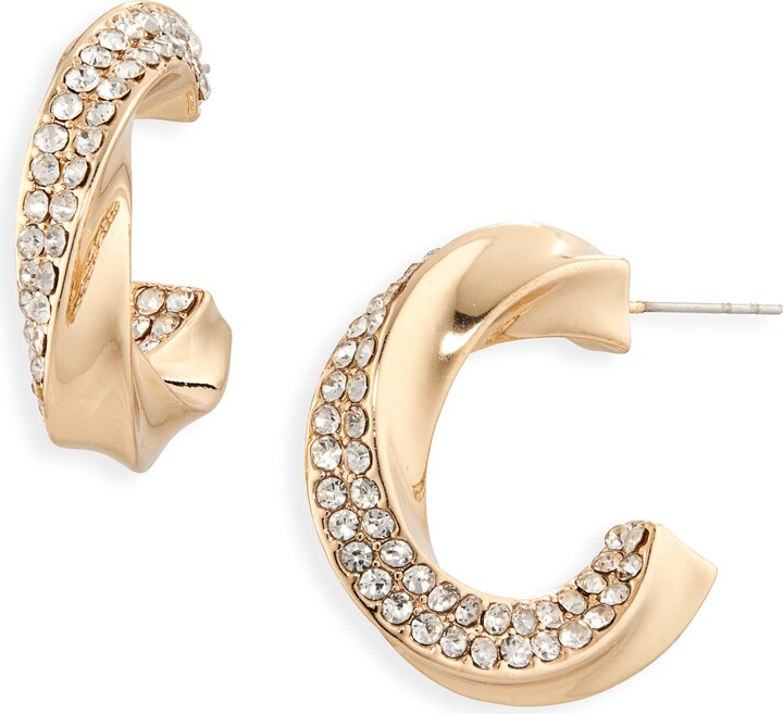 BaubleBar Twisted Crystal Hoop Earrings