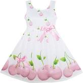 Thumbnail for your product : Sunny Fashion HY81 Girls Dress Green Leave Print Satin Bow Tie