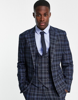 Double Breasted Black Check Suit 2 Piece Suit checkered pattern fabric –  Derman Suits
