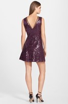Thumbnail for your product : BCBGMAXAZRIA Mesh Inset Sequin Fit & Flare Dress