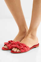 Thumbnail for your product : Tabitha Simmons Cleo Bow-embellished Polka-dot Twill Slides