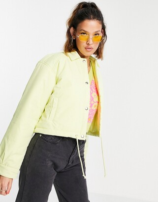 Collusion cropped coach jacket in yellow