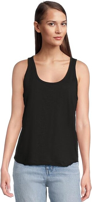 Mod-o-doc Curve Hem Scoop Neck Tank Top Women's Clothing Black : XL (US 16), Cotton