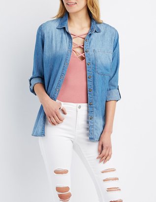 Charlotte Russe Chambray Button-Up Shirt