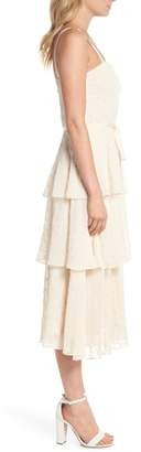 Gal Meets Glam Florence Chiffon Embroidered Tiered A-Line Dress