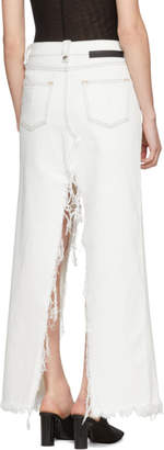 Unravel White Rigid Denim Deconstructed Long Skirt
