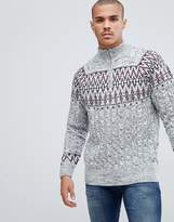 Thumbnail for your product : Bellfield Cable Jumper With Half Zip In Fairisle