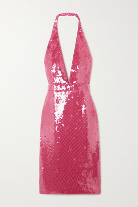 Tom Ford Sequined Satin Halterneck Dress - Pink