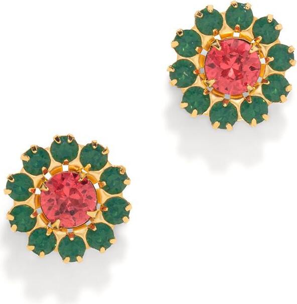 The Pink Reef Tiny Georgian Stud In Indian Pink & Emerald