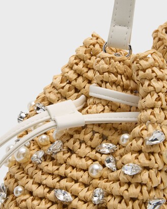 【BTB Los Angeles】Nia ミニクリスタル バケットバッグ btb Los Angeles Nia Mini Crystal Straw Bucket Bag - ShopStyle