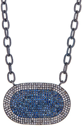 Forever Creations Usa Inc. Forever Creations Silver 5.00 Ct. Tw. Champagne Diamond & Blue Sapphire Necklace