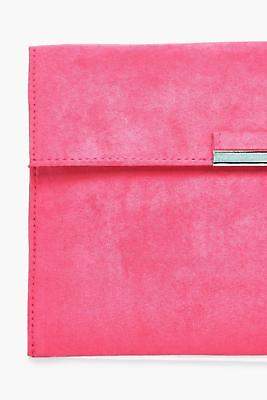 boohoo Womens Lily Metal Trim Envelope Clutch Bag in Pink size One Size