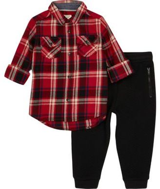 River Island Mini boys red check shirt and joggers