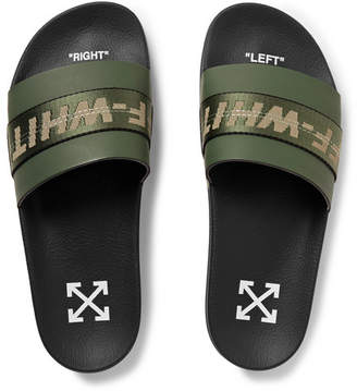 Off-White Off White Industrial Logo Webbing-trimmed Rubber Slides - Army green