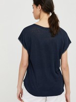 Thumbnail for your product : Monsoon Liza Stitch Detail Linen T-Shirt - Navy