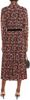 Thumbnail for your product : Claudie Pierlot Riyou Belted Gathered Floral-print Crepe De Chine Midi Dress