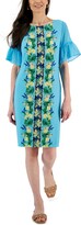 Thumbnail for your product : JM Collection Petite Ruffled-Sleeve Printed Dress