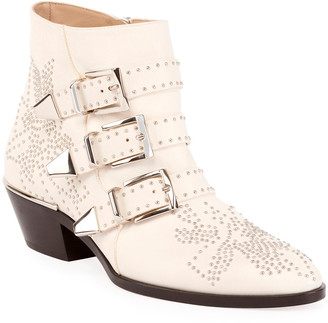 chloe white booties