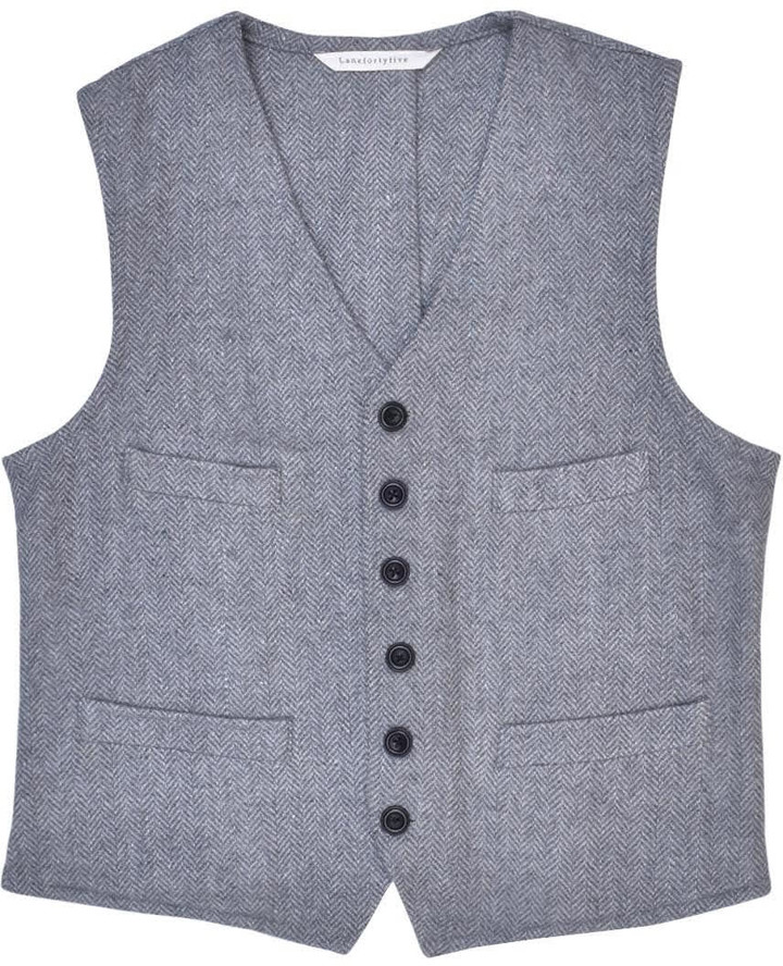 Lanefortyfive Cobbler Women's Waistcoat Grey Herringbone Tweed