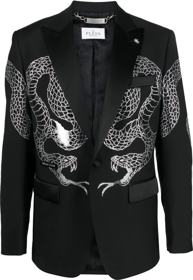 Philipp Plein Crystal-Embellished Single-Breasted Blazer