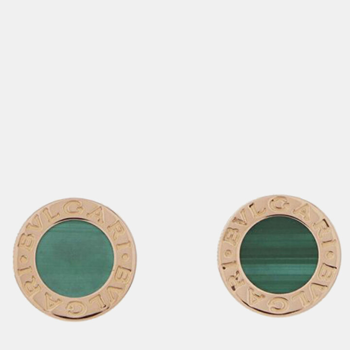 Bvlgari 18K Rose Gold and Malachite Stud Earrings