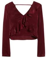Thumbnail for your product : J.o.a. Ruffle Satin Top