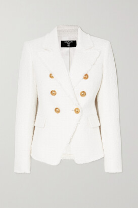 Balmain Double-breasted Cotton-blend Tweed Blazer