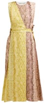 Thumbnail for your product : Emilia Wickstead Python-print Linen Panelled Midi Dress - Pink Print