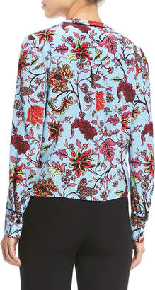 Diane von Furstenberg Long-Sleeve V-Neck Silk Shirt