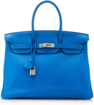 Hermes Vintage by Heritage Auctions 35cm Blue Zanzibar Clemence Leather Birkin Bag